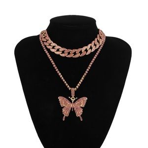 Exaggerated micro- set rhinestone necklace